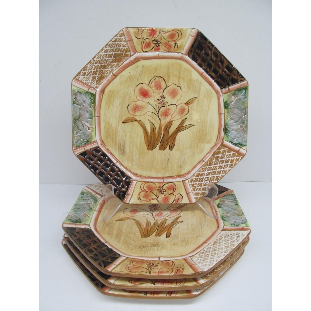 Ambiance Collection Natures Essentials Set Of 4 Octagonal 8 3/8" Salad Plates EC